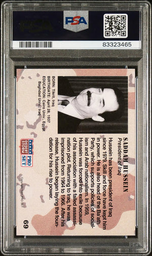 1991 Pro Set Desert Storm #69 Saddam Hussein PSA 9 