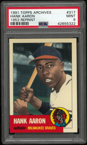 1991 Topps Archives Baseball 1953 Reprint Hank Aaron #317 PSA 9 