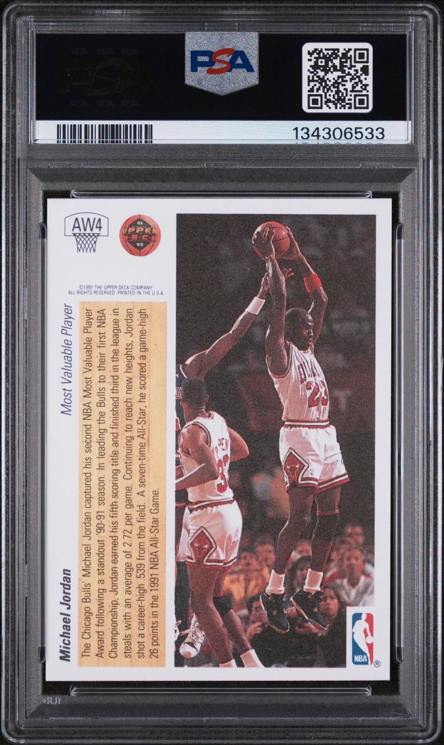 1991 Upper Deck Award Winner Hologram Michael Jordan #AW4 Holograms PSA 9 