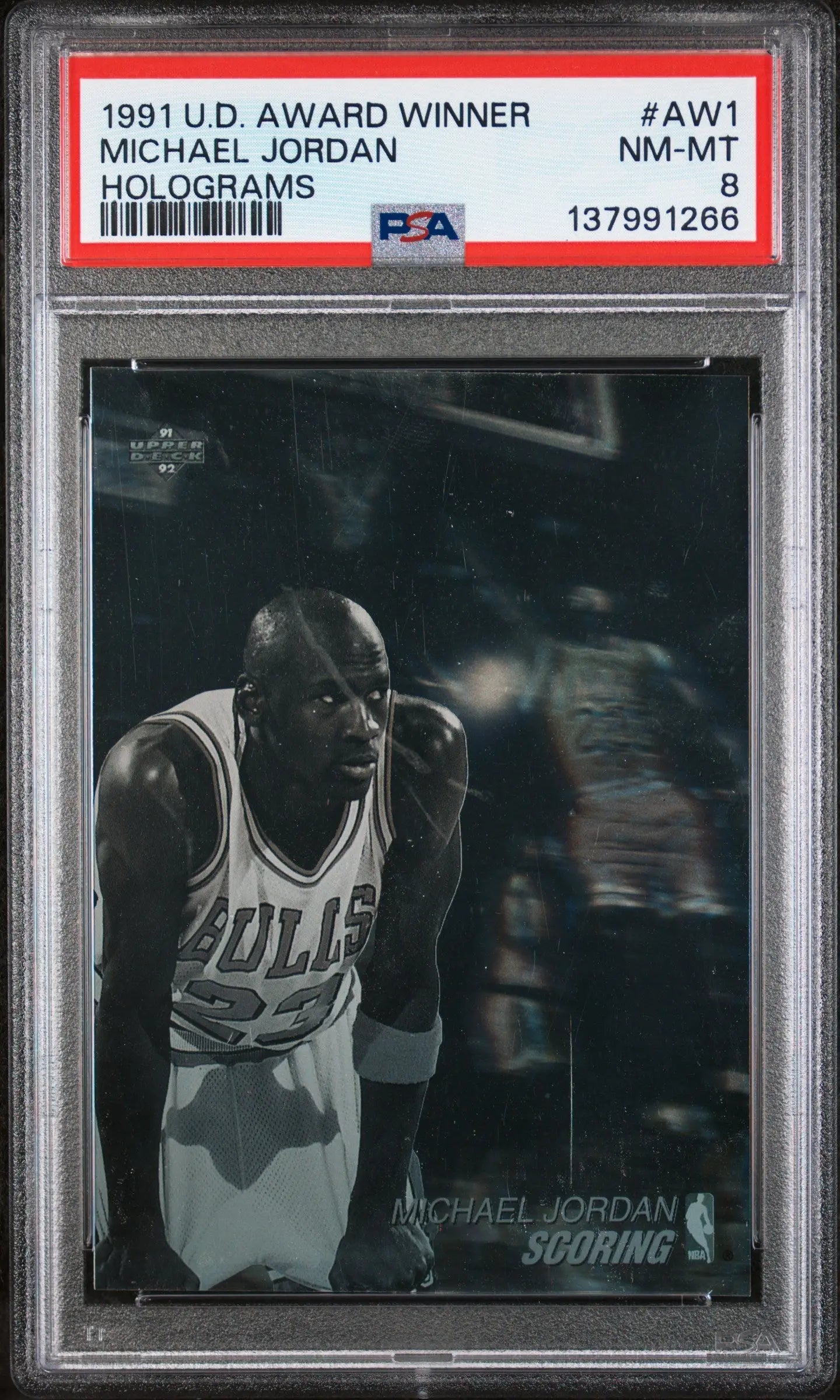 1991 Upper Deck Award Winner Holograms Michael Jordan #AW1 PSA 8 