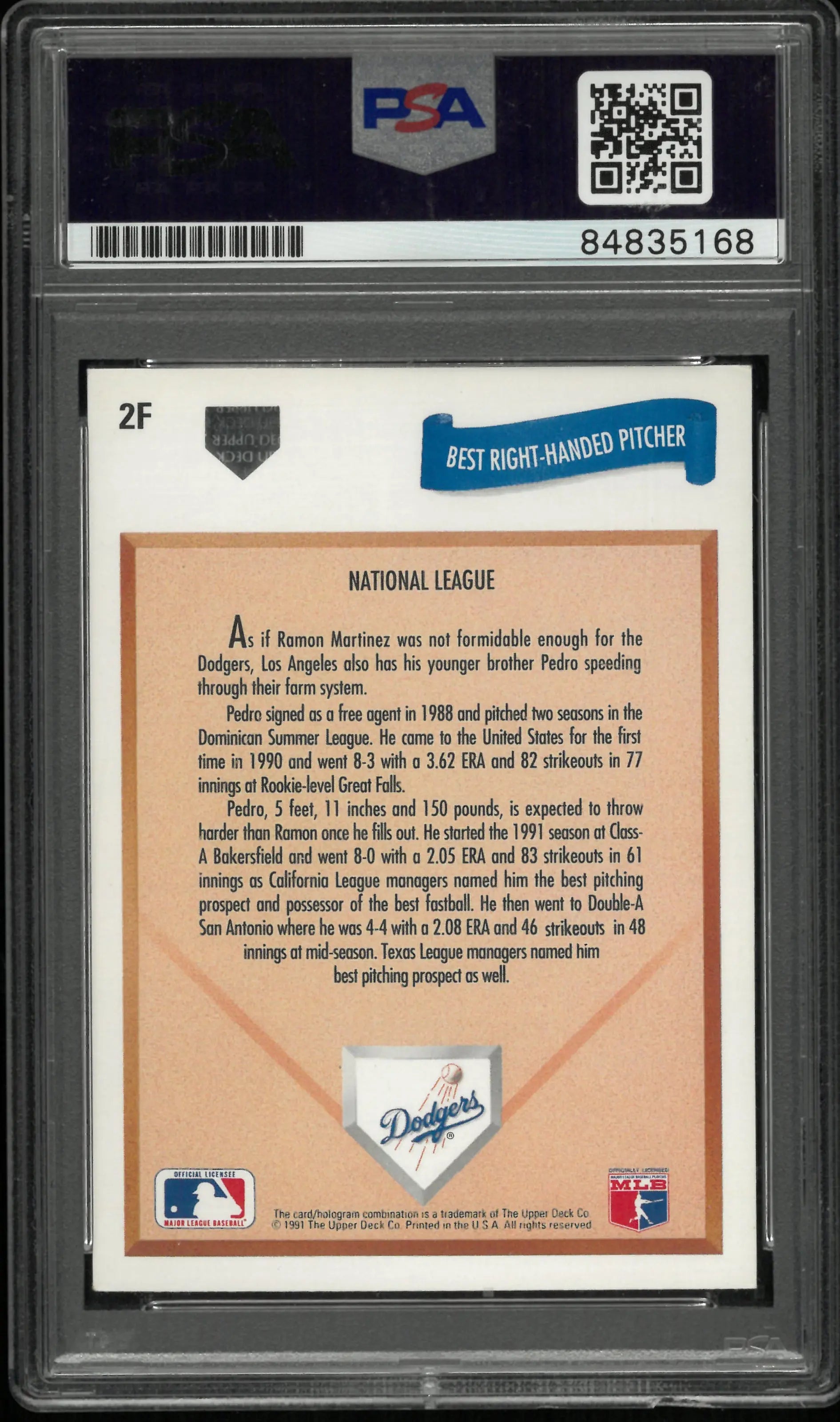 1991 Upper Deck Diamond Skills Pedro Martinez Autograph Auto PSA 10 