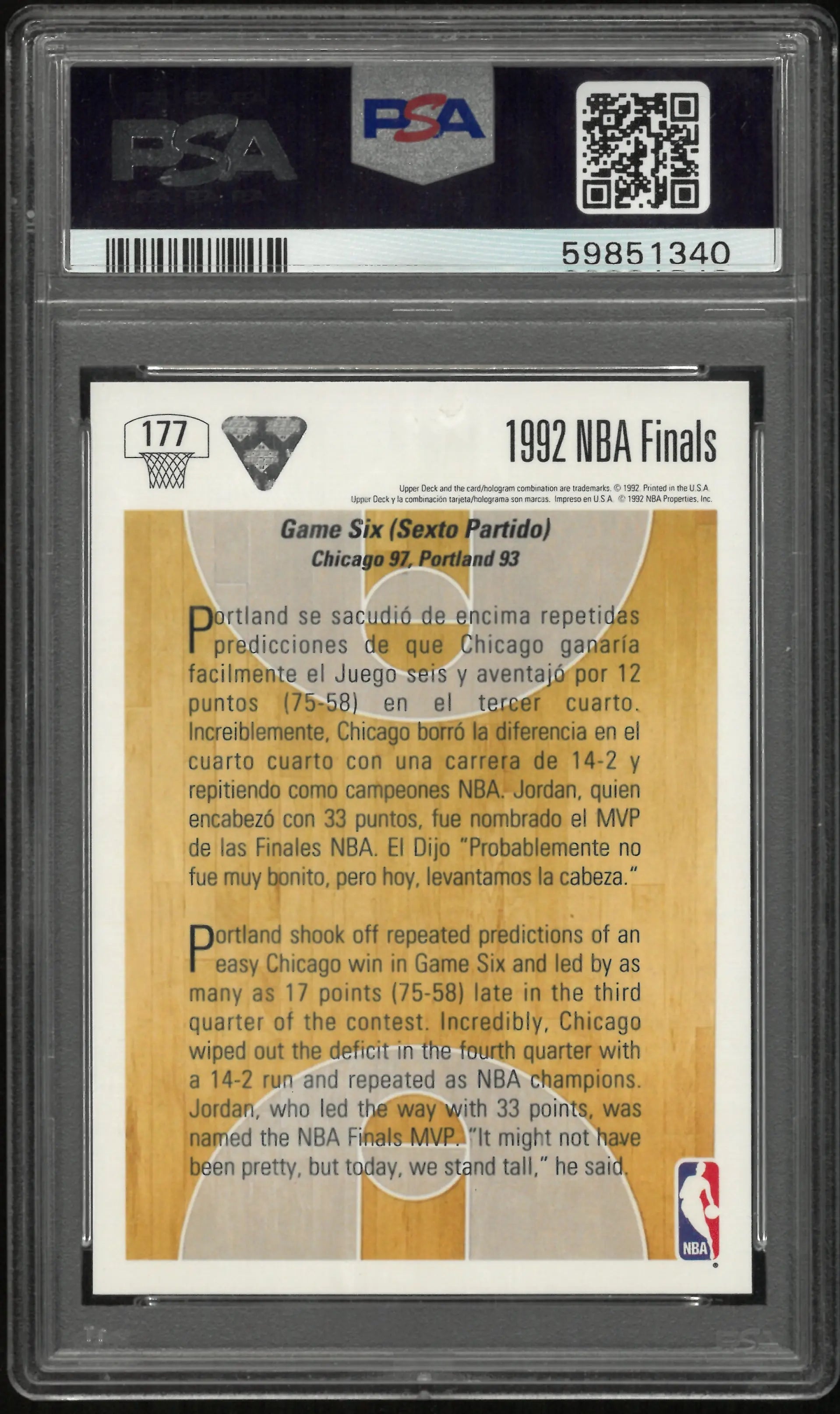 1991 Upper Deck International Michael Jordan Spanish PSA 10 