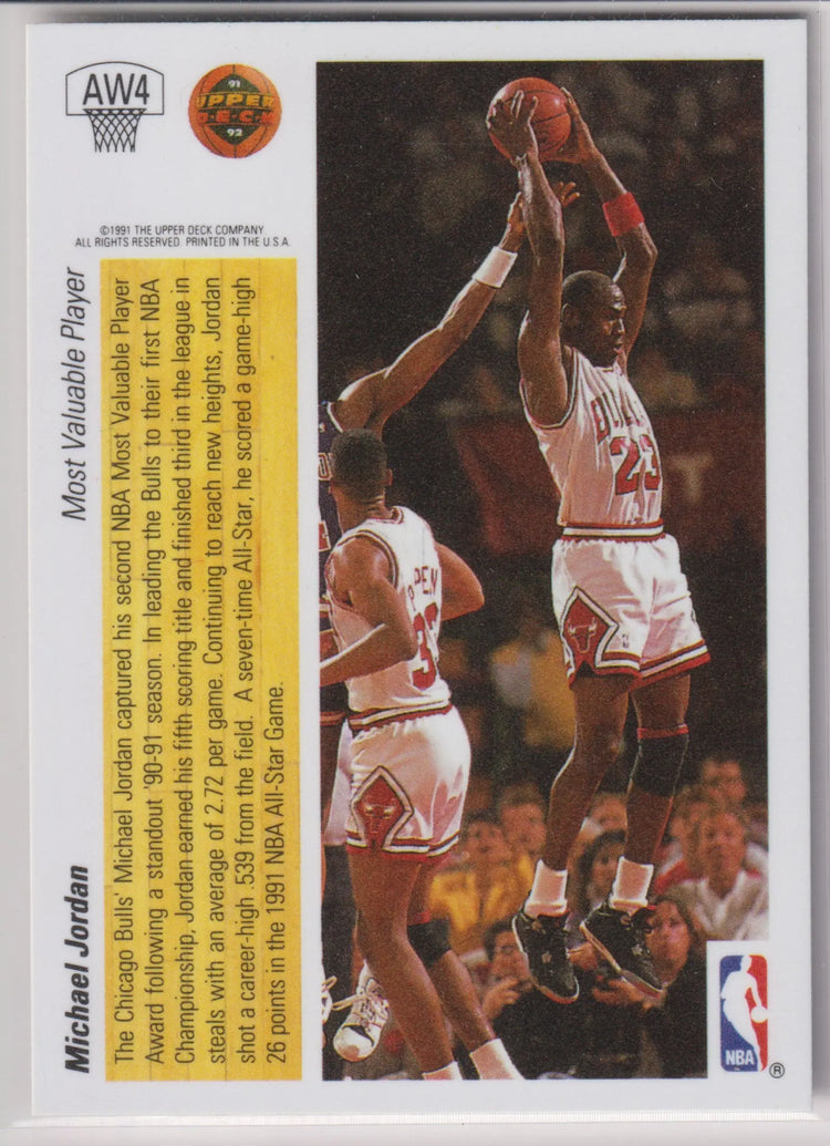 1991 Upper Deck MVP Michael Jordan Award Winner Hologram 