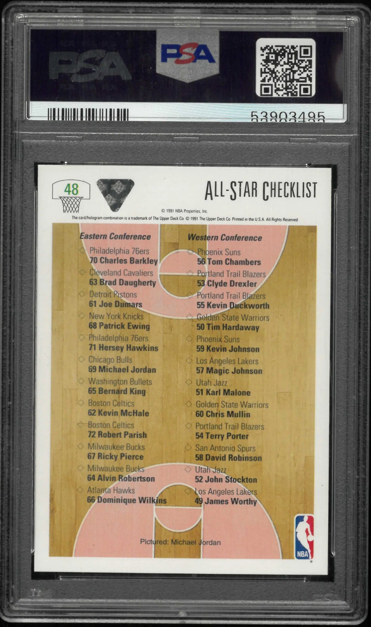 1991 Upper Deck Michael Jordan All-Star Checklist PSA 10 