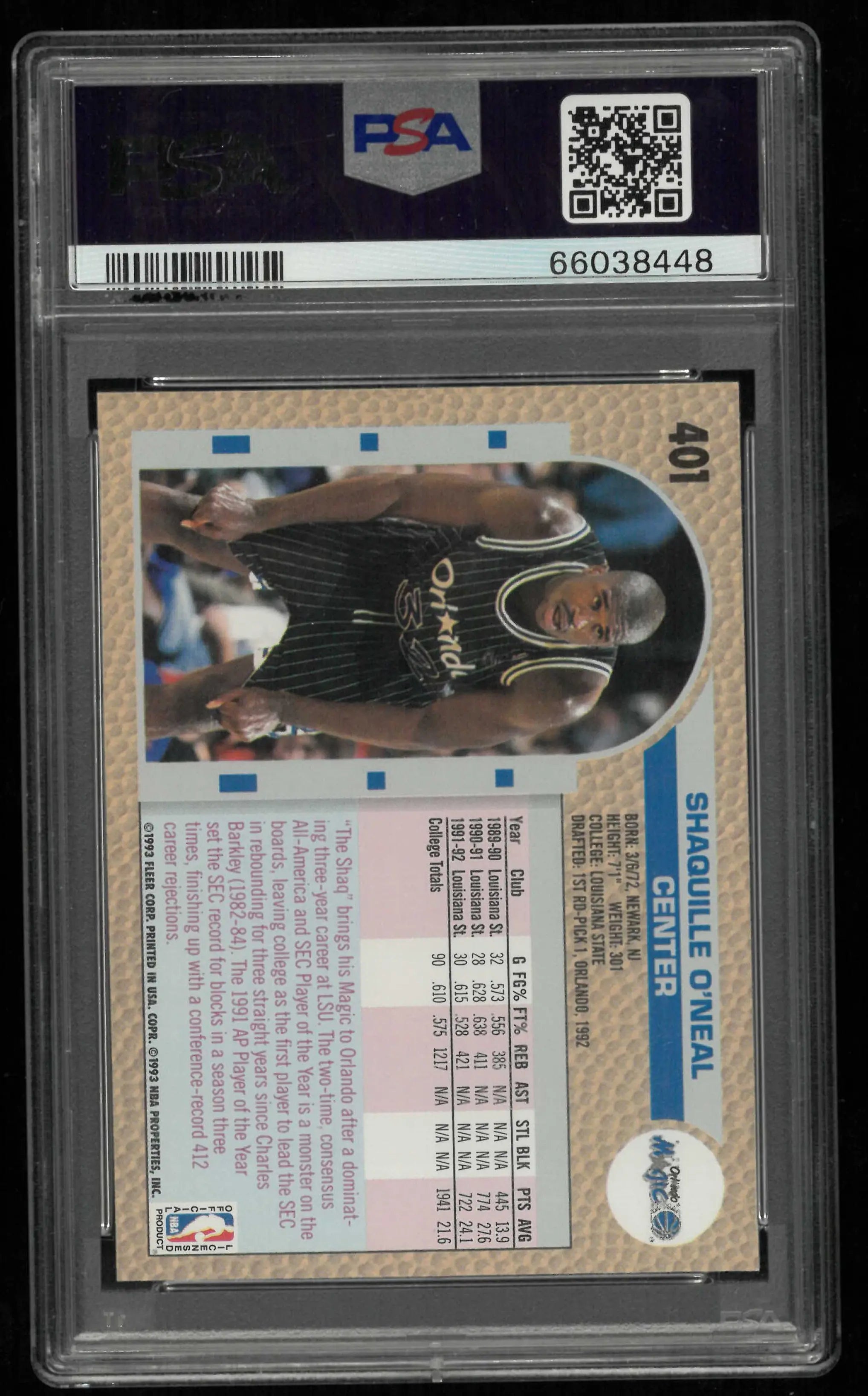 1992 Fleer Rookie Shaquille O'Neal RC PSA 8 