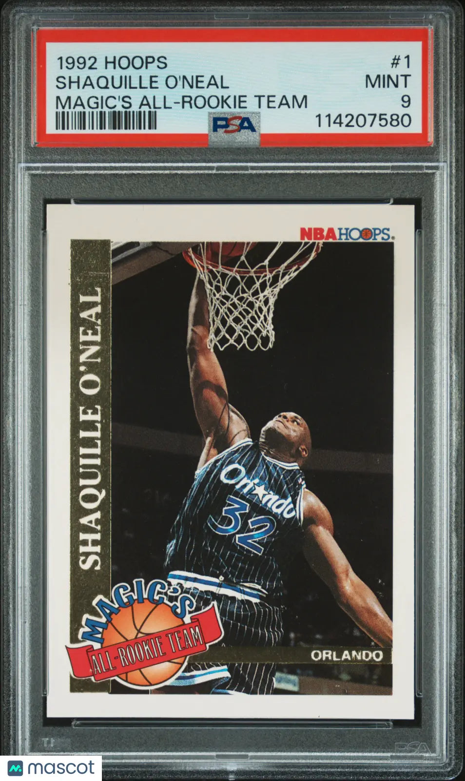 1992 Hoops Magic's All-Rookies Shaquille O'Neal #1 Team Rookie RC PSA 9 