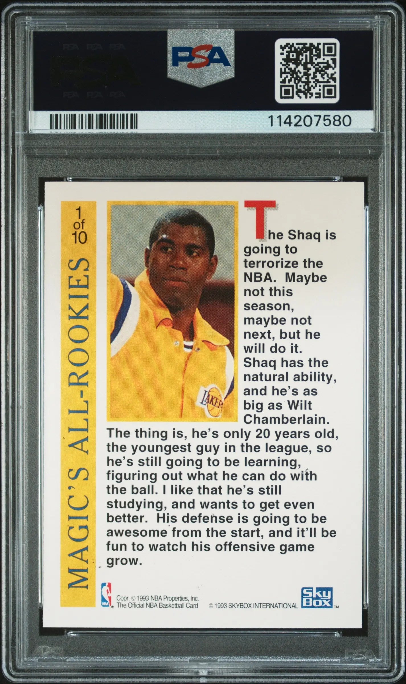 1992 Hoops Magic's All-Rookies Shaquille O'Neal #1 Team Rookie RC PSA 9 