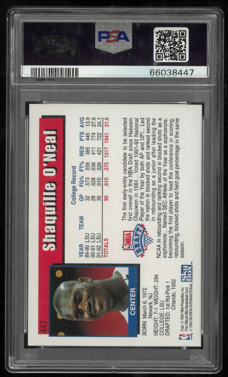 1992 Hoops Rookie Shaquille O'Neal RC PSA 9 