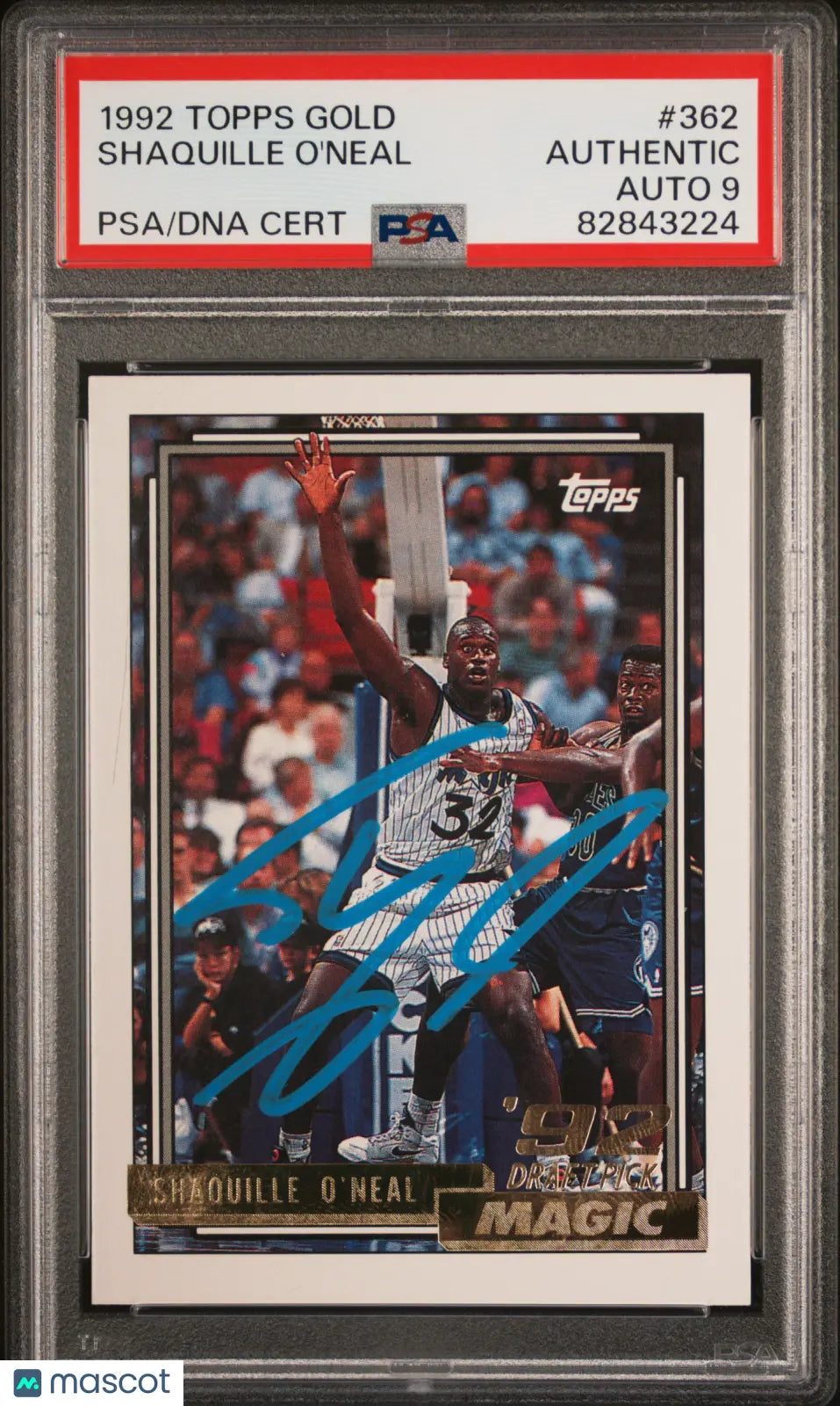 1992 Topps Gold Draft Picks Shaquille O'Neal RC Rookie Auto PSA Authentic Auto 9 