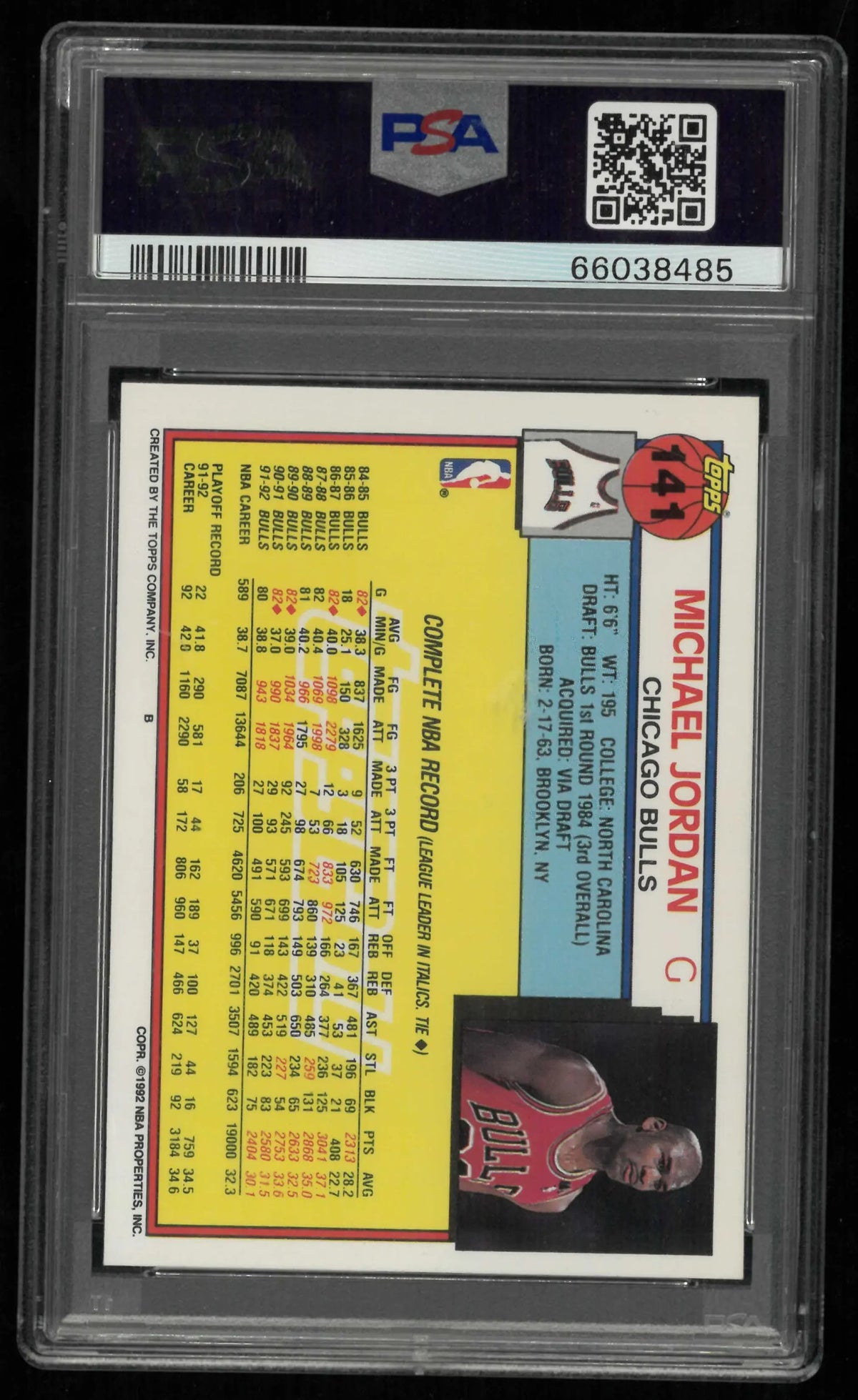 1992 Topps Gold Michael Jordan PSA 9 