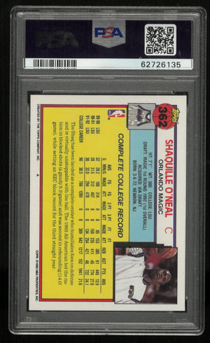 1992 Topps Rookie Shaquille O'Neal RC PSA 10 