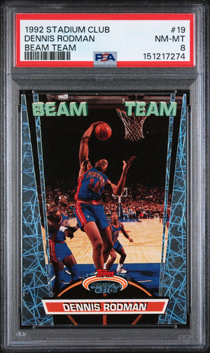 1992 Topps Stadium Club Beam Team Dennis Rodman PSA 8 