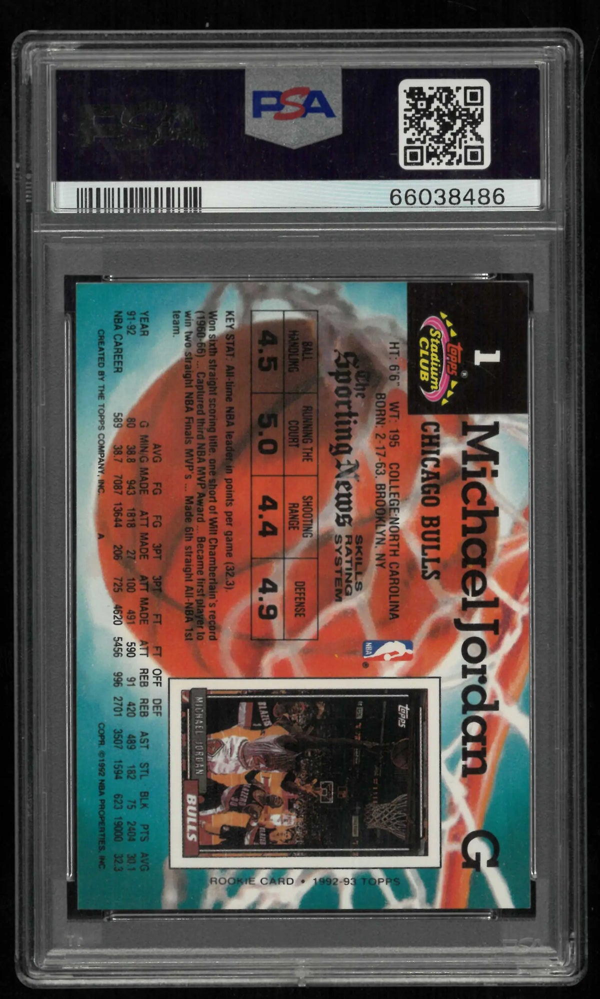 1992 Topps Stadium Club Michael Jordan PSA 9 