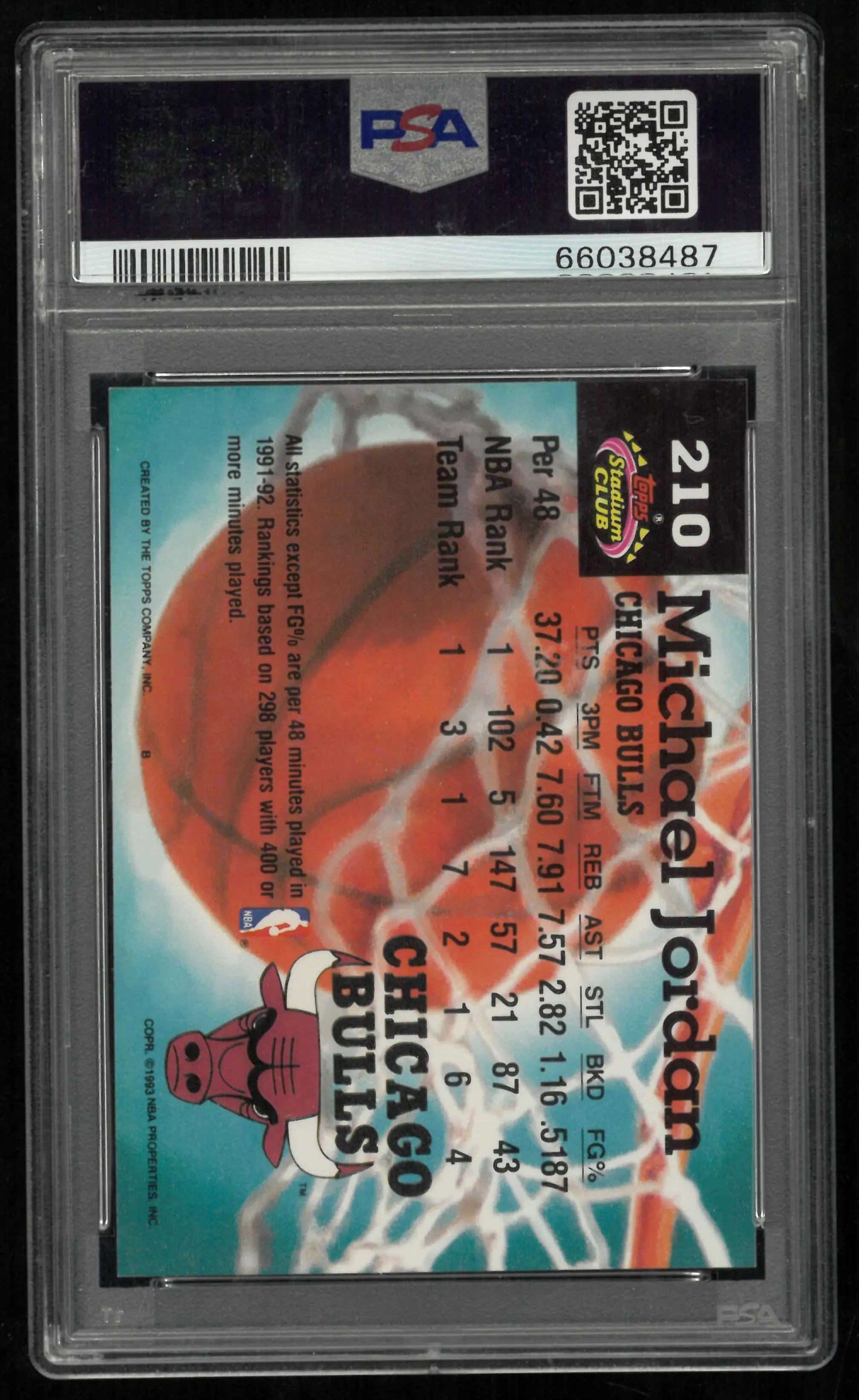 1992 Topps Stadium Club Michael Jordan PSA 9 