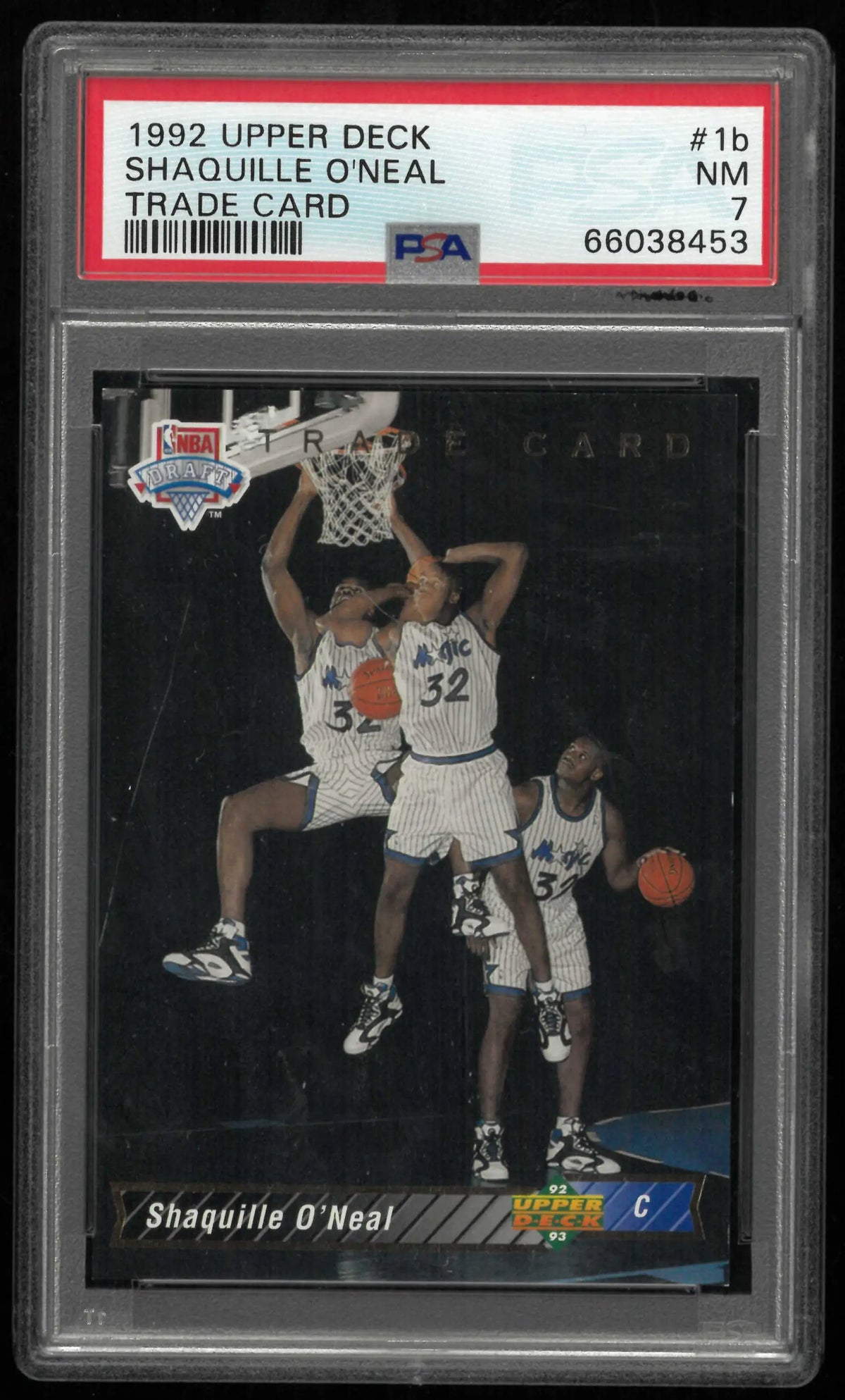 1992 Upper Deck Rookie Shaquille O'Neal Trade Card RC PSA 7 