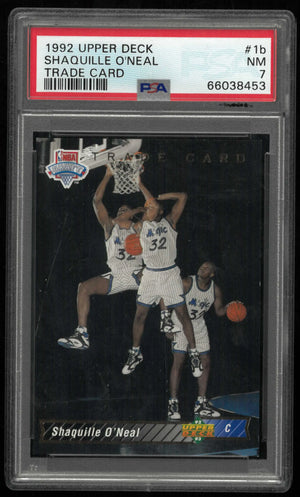 1992 Upper Deck Rookie Shaquille O'Neal Trade Card RC PSA 7 