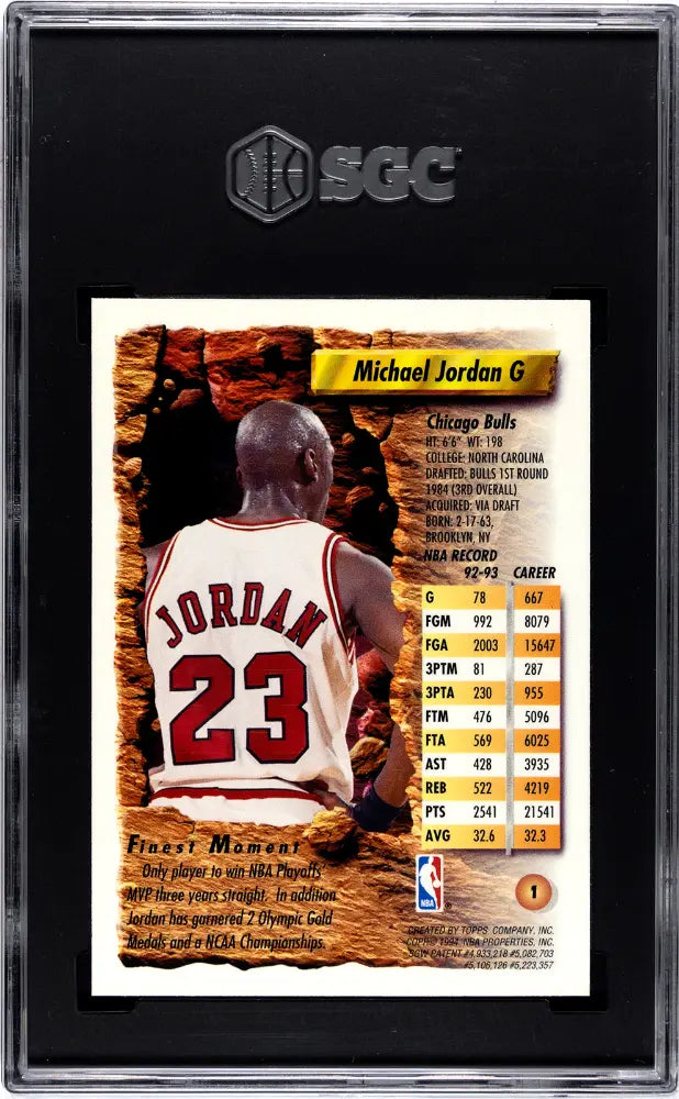1993-94 Topps Finest Michael Jordan SGC 7 