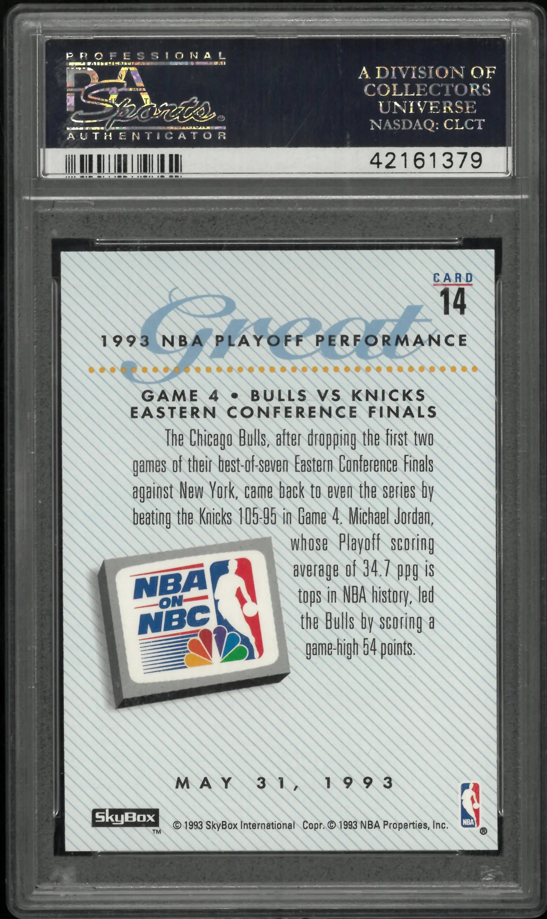 1993 Skybox Premium Michael Jordan #14 PSA 10 NBA ON NBC 