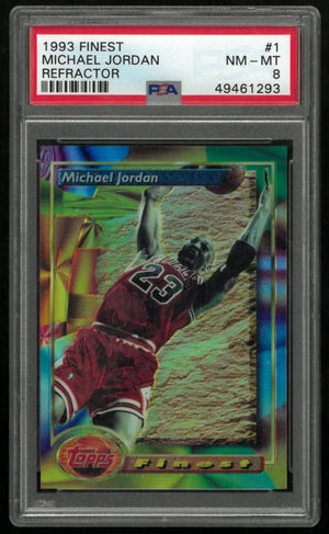 1993 Topps Finest Basketball Michael Jordan Refractor PSA 8 #1 