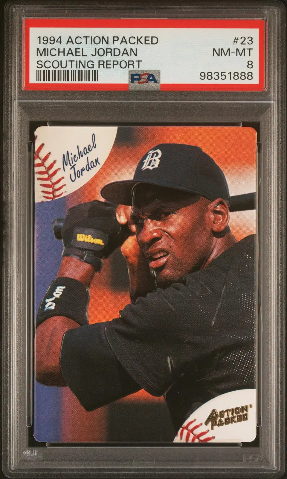 1994 Action Packed Scouting Report Baseball Michael Jordan PSA 8 