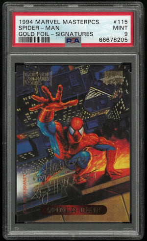 1994 Marvel Masterpieces Gold Foil Signature Series Spider-Man #115 PSA 9 
