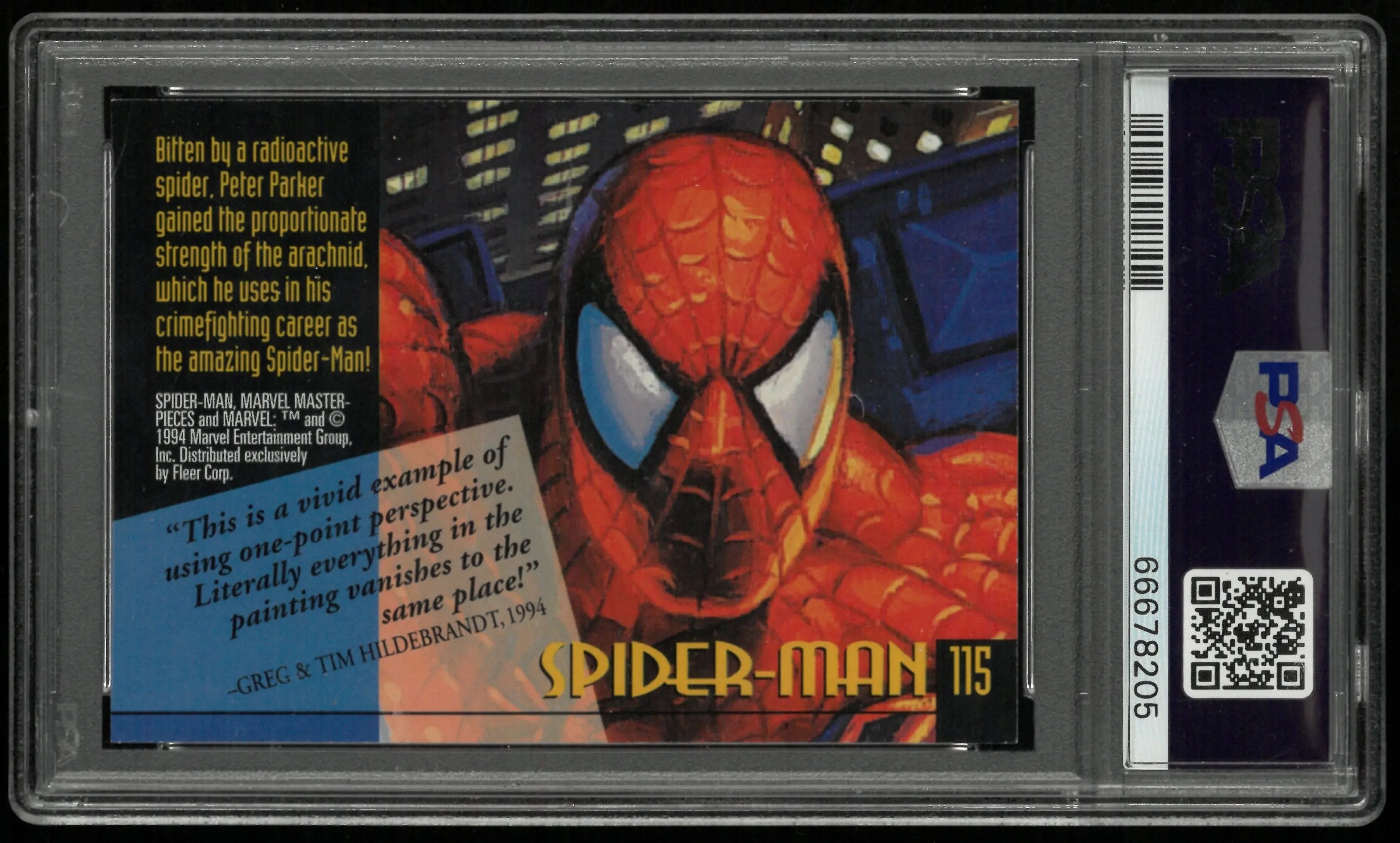 1994 Marvel Masterpieces Spider-Man #115 PSA 9 Gold Foil Card