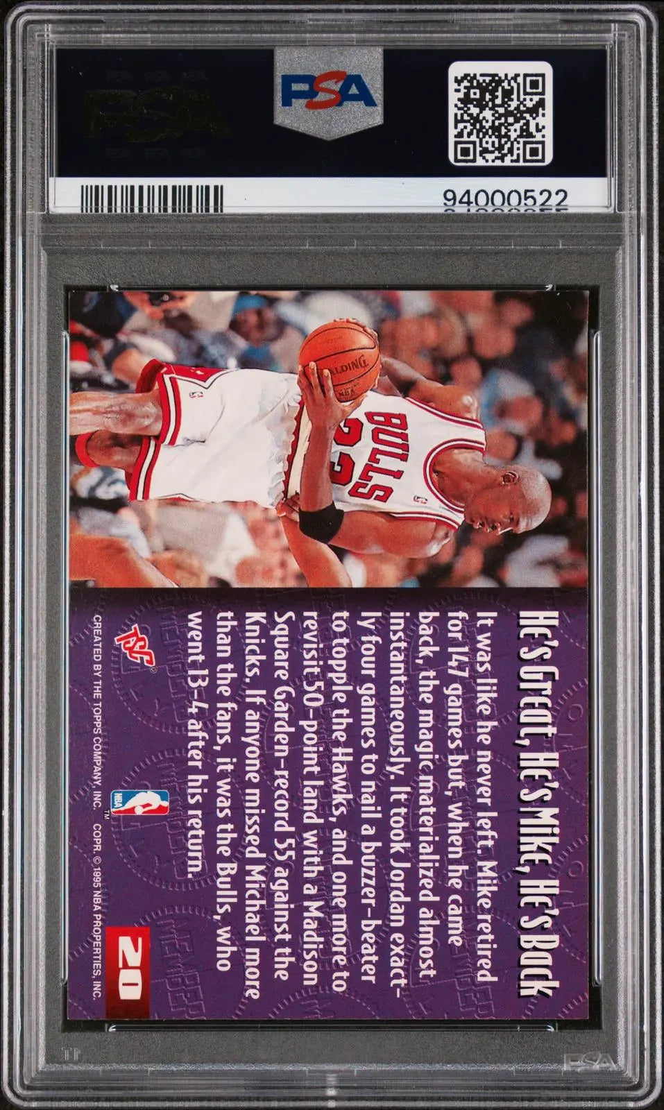 1994 Topps Basketball Stadium Club Members Only 50 Michael Jordan Members PSA 9 