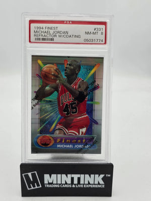 1994 Topps Finest Michael Jordan Refractor With Coating PSA 8 