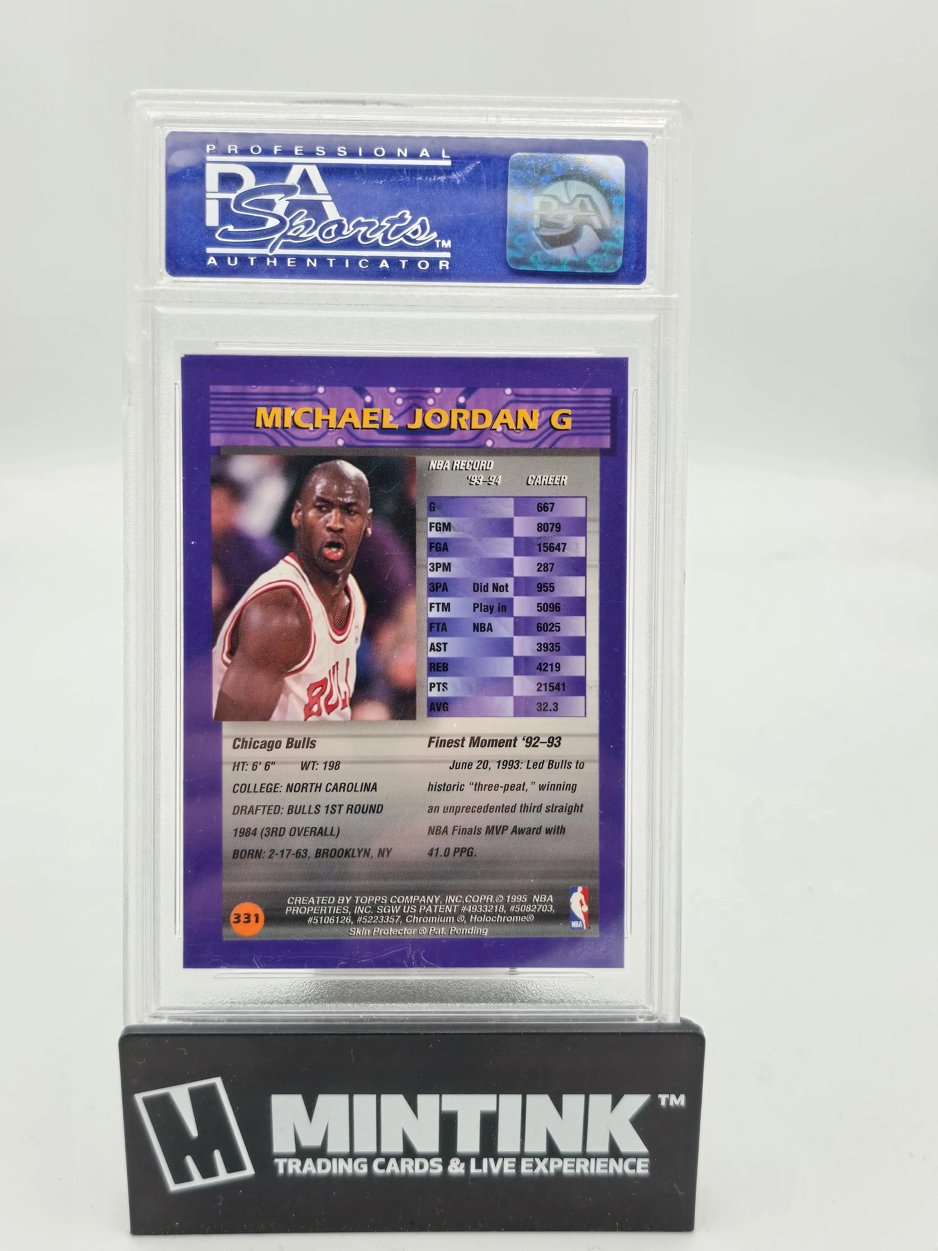 1994 Topps Finest Michael Jordan Refractor With Coating PSA 8 
