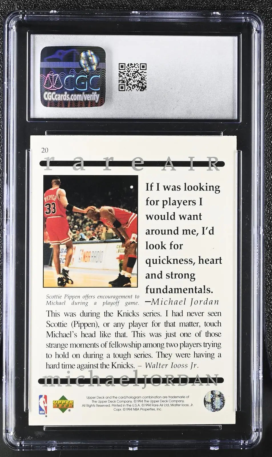 1994 Upper Deck Basketball Rare Air Michael Jordan CGC 8 