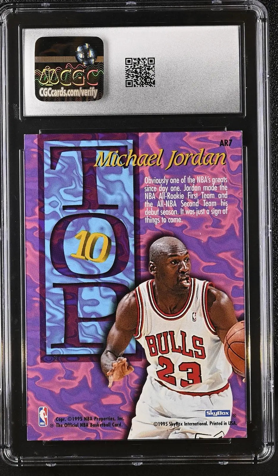 1995-95 SkyBox NBA Hoops All-Time Rookie Team Top Ten Michael Jordan CGC 8.5 