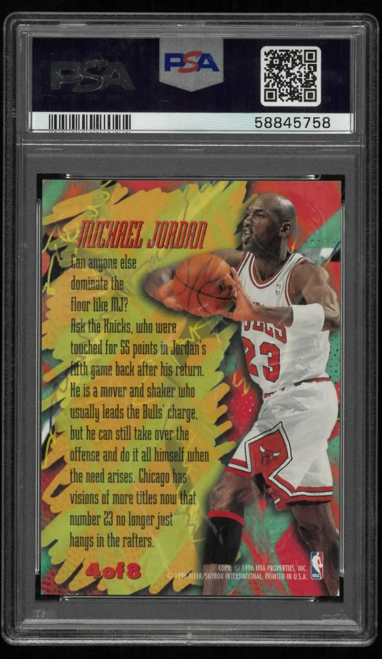 1995-96 Fleer Metal Basketball Scoring Magnet Michael Jordan Holo PSA 8 