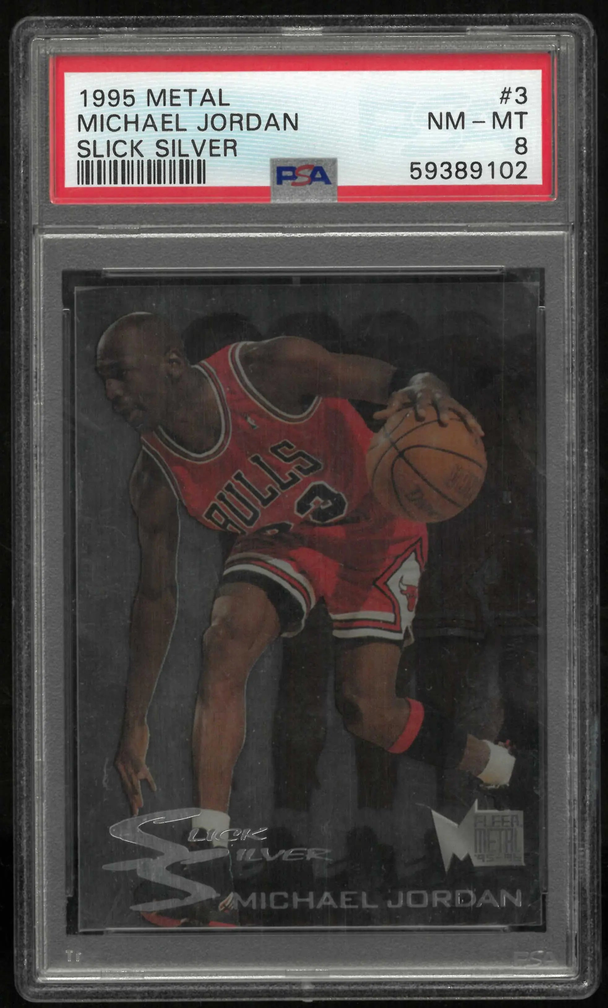 1995 Fleer Metal Slick Silver Michael Jordan PSA 8 