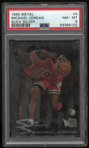 1995 Fleer Metal Slick Silver Michael Jordan PSA 8 