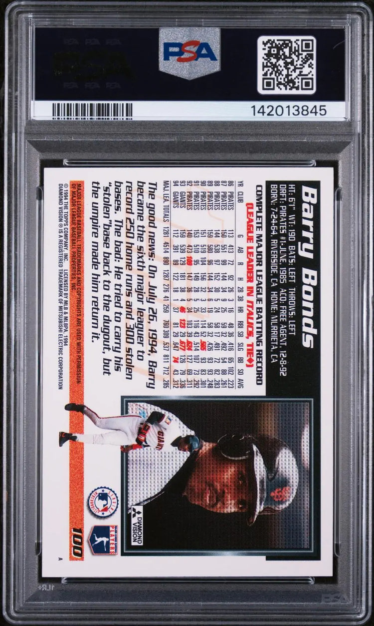 1995 Topps Baseball Barry Bonds PSA 10 