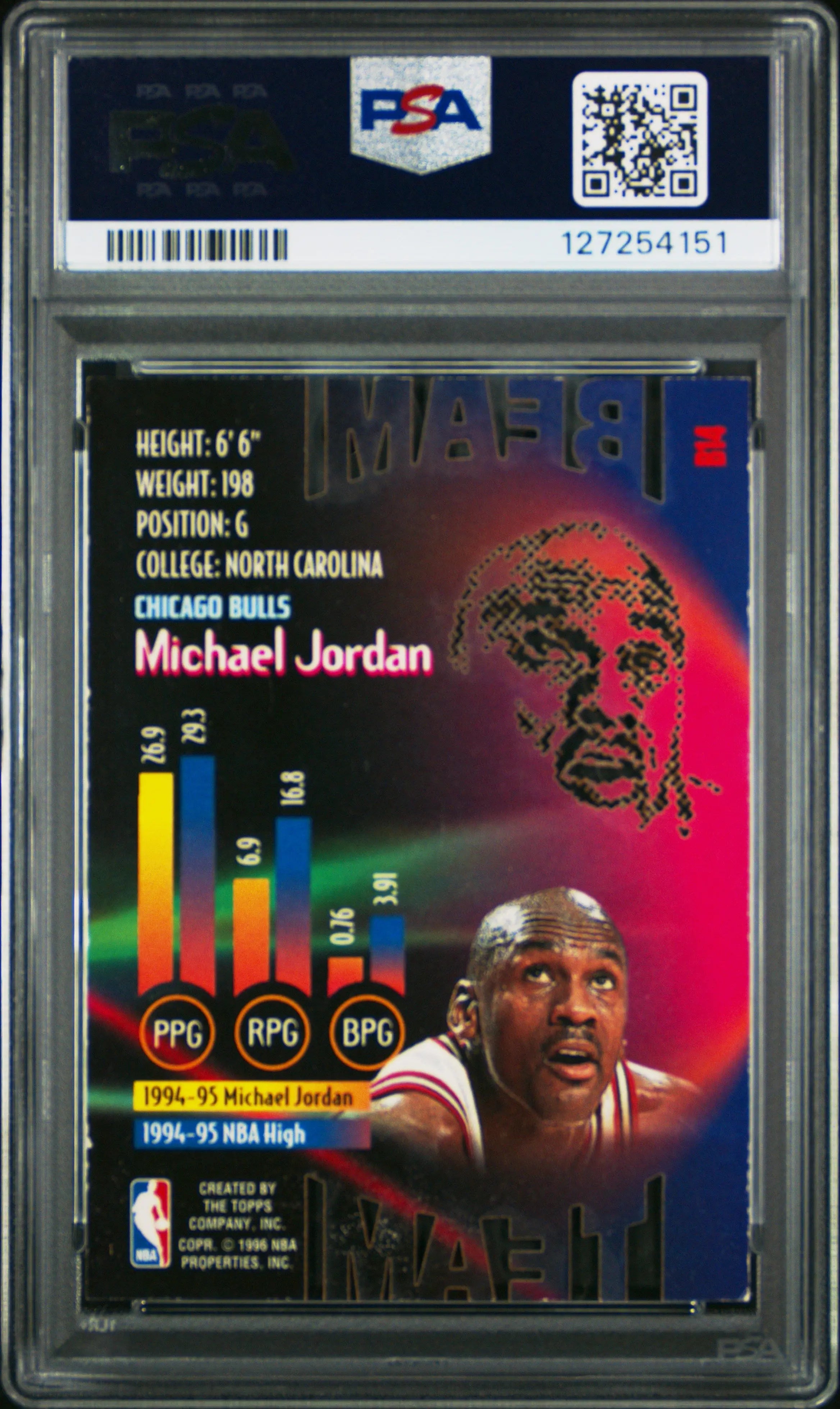 1995 Topps Stadium Club Beam Team Michael Jordan PSA 7 