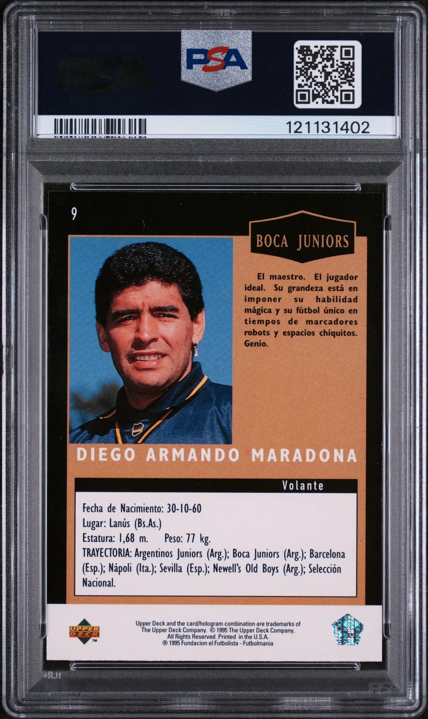 1995 Upper Deck Argentino Diego Maradona PSA 9 