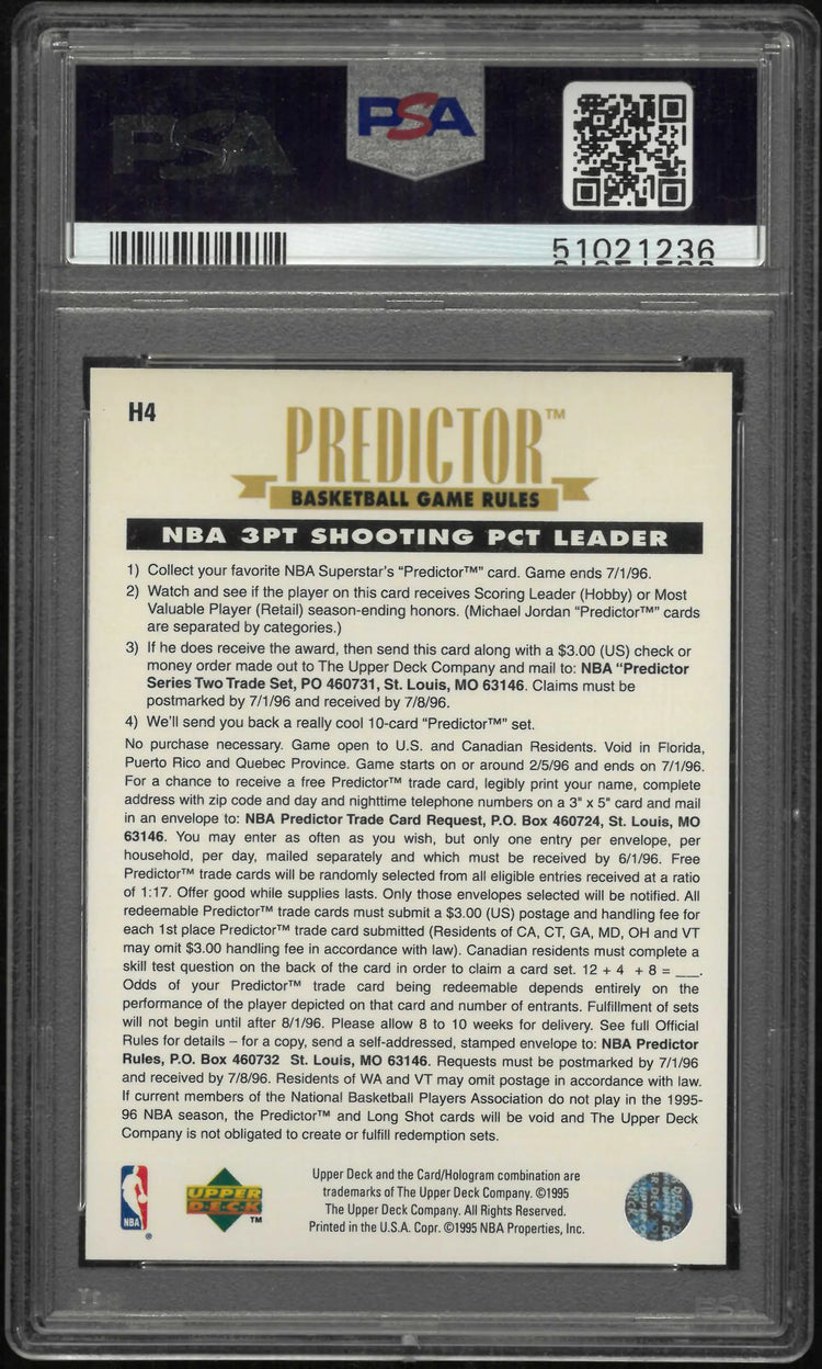 1995 Upper Deck Predictor Scoring Redemption Michael Jordan PSA 9 