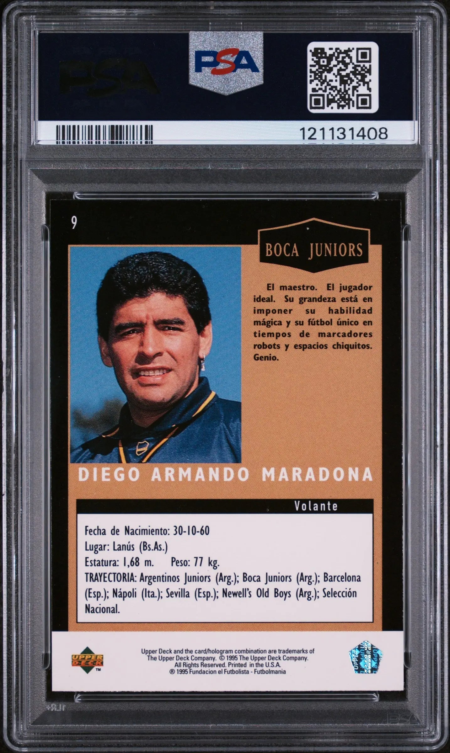 1995 Upper Deck Soccer Argentino Diego Maradona #9 PSA 8 