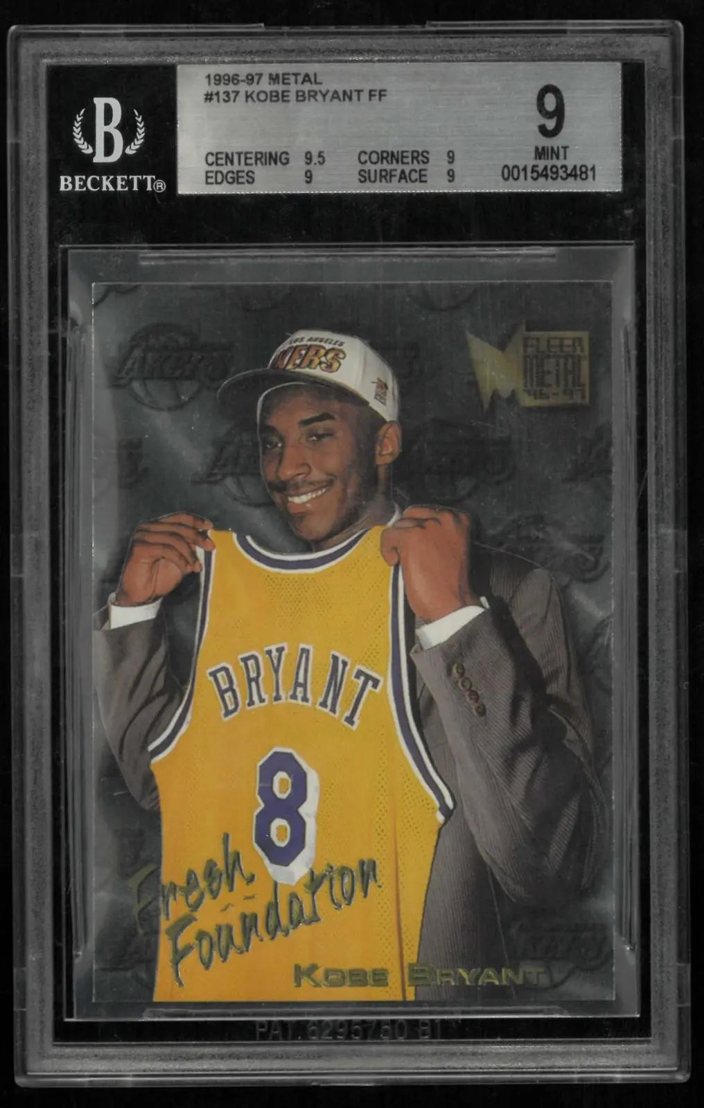 1996-97 Fleer Metal Basketball Rookie Kobe Bryant Fresh Foundation RC BGS 9 