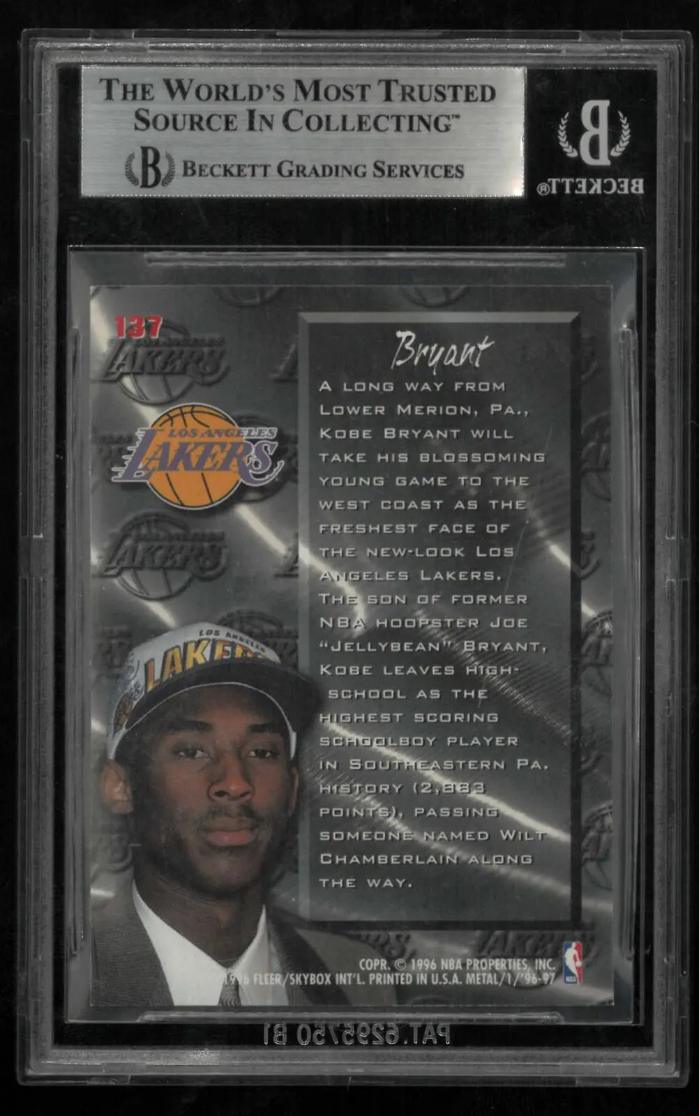 1996-97 Fleer Metal Basketball Rookie Kobe Bryant Fresh Foundation RC BGS 9 