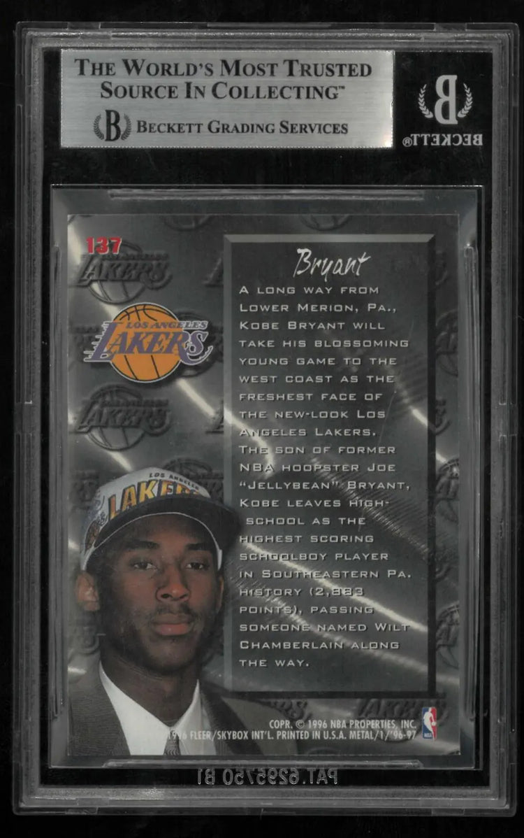 1996-97 Fleer Metal Basketball Rookie Kobe Bryant Fresh Foundation RC BGS 9 