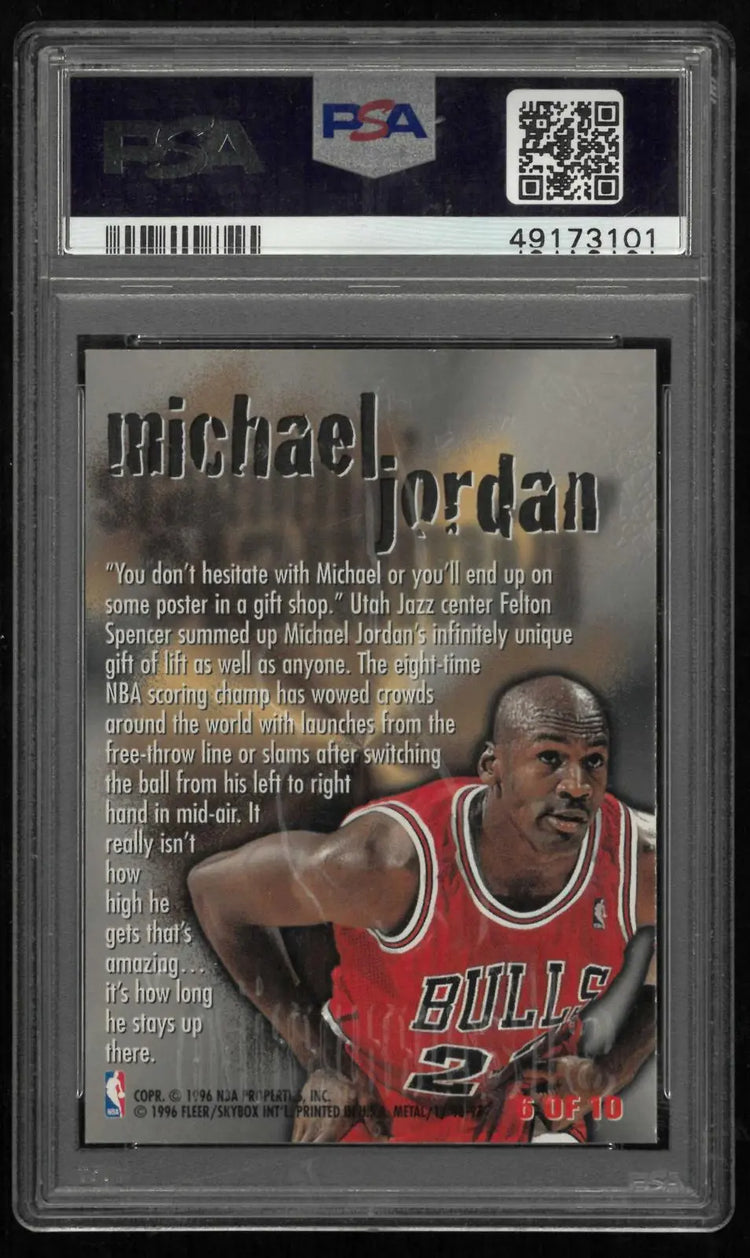 1996-97 Fleer Metal Basketball Steel Slammin' Michael Jordan Holo PSA 8 