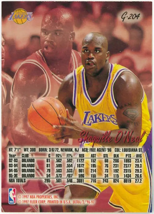 1996-97 Fleer Ultra Shaquille O'Neal Gold Medallion 
