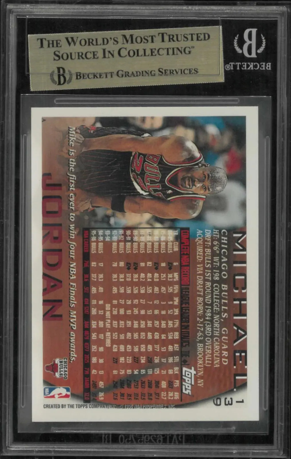 1996-97 Topps Basketball Michael Jordan BGS 9.5 