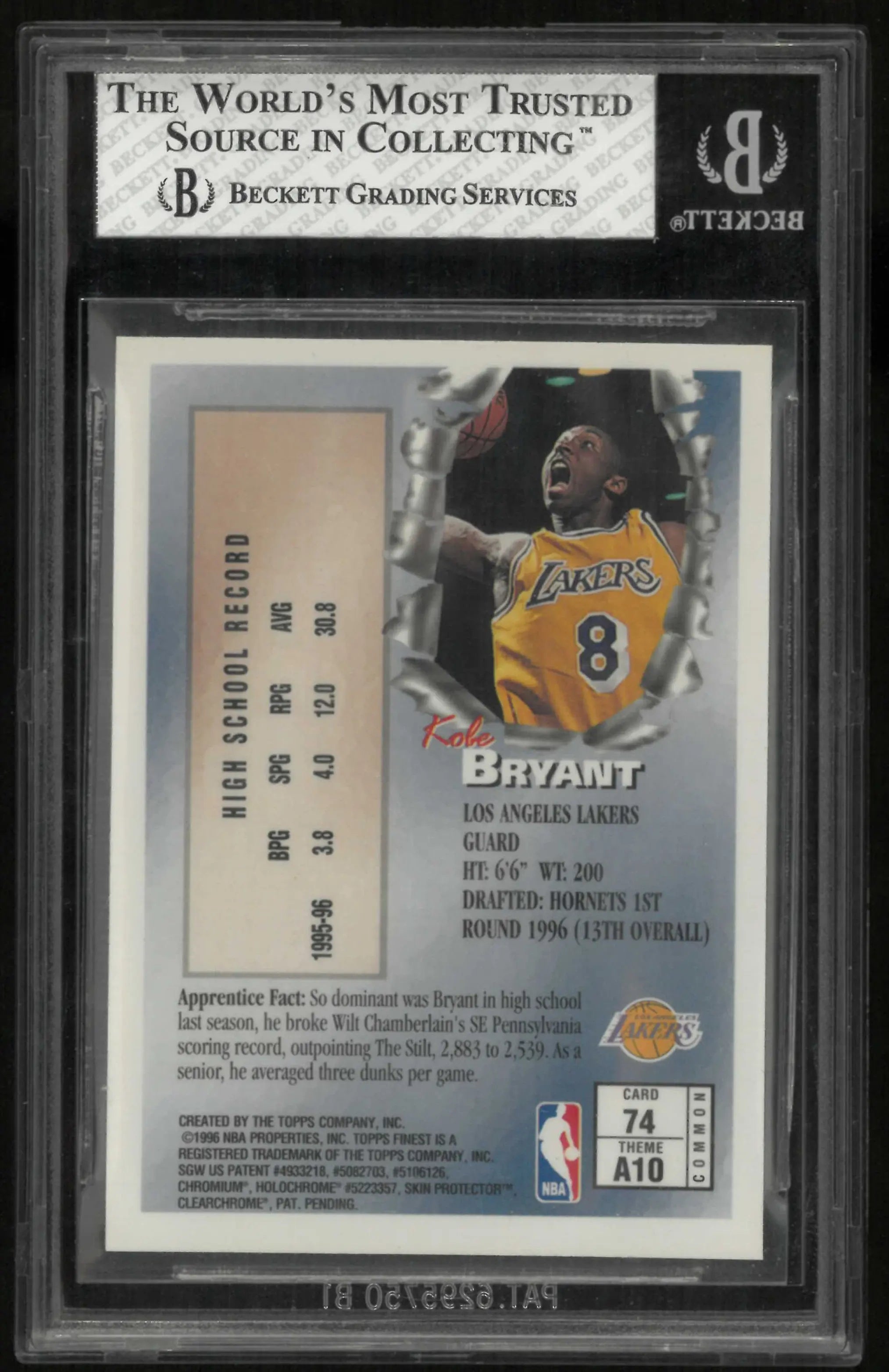 1996-97 Topps Finest Kobe Bryant BGS 7.5 
