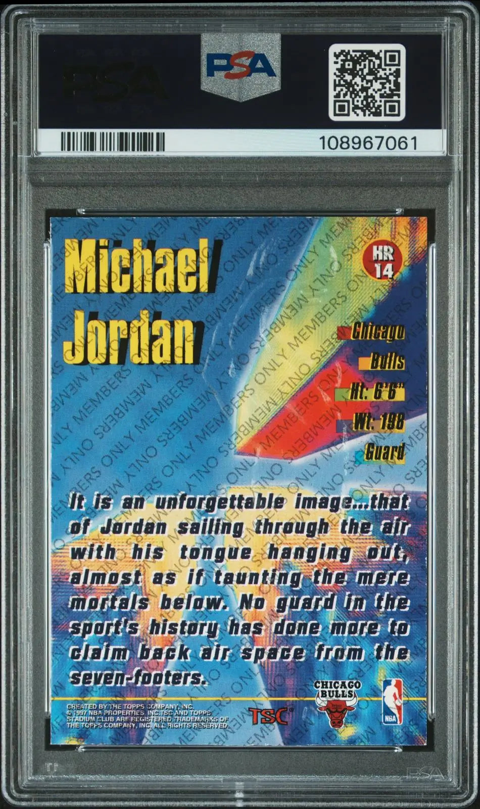 1996-97 Topps Stadium Club High Risers Michael Jordan Members Only PSA 7 