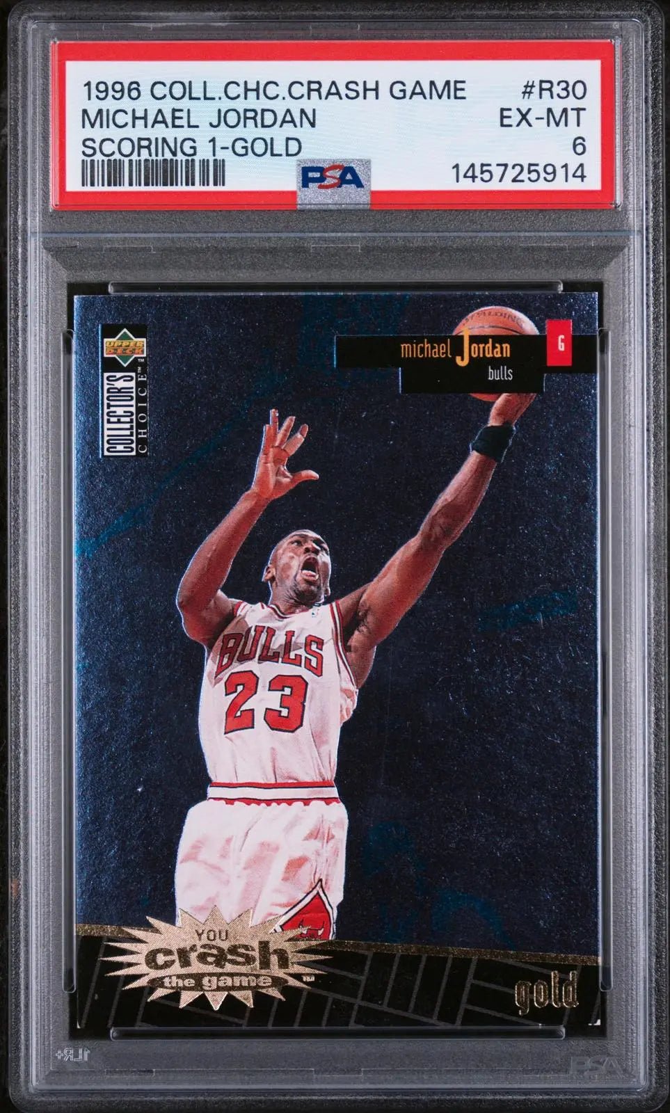 1996-97 UD Collector's Choice Crash the Game Scoring 1 Michael Jordan Gold PSA 6 