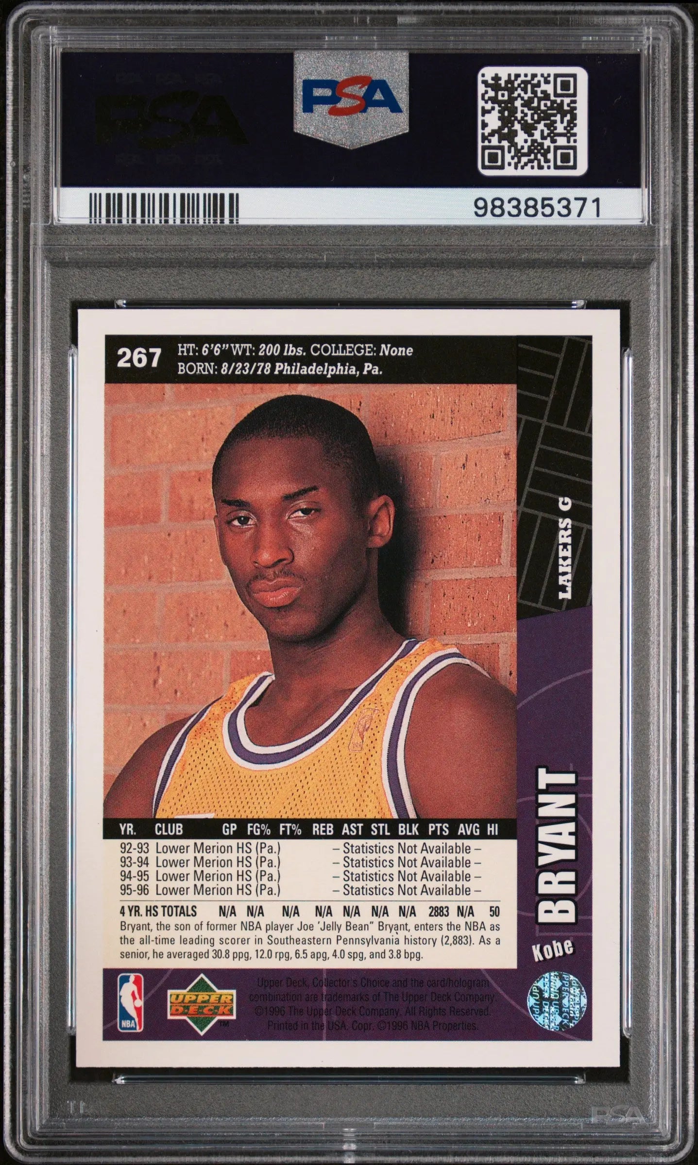 1996 Collector's Choice Rookie Kobe Bryant RC PSA 10 