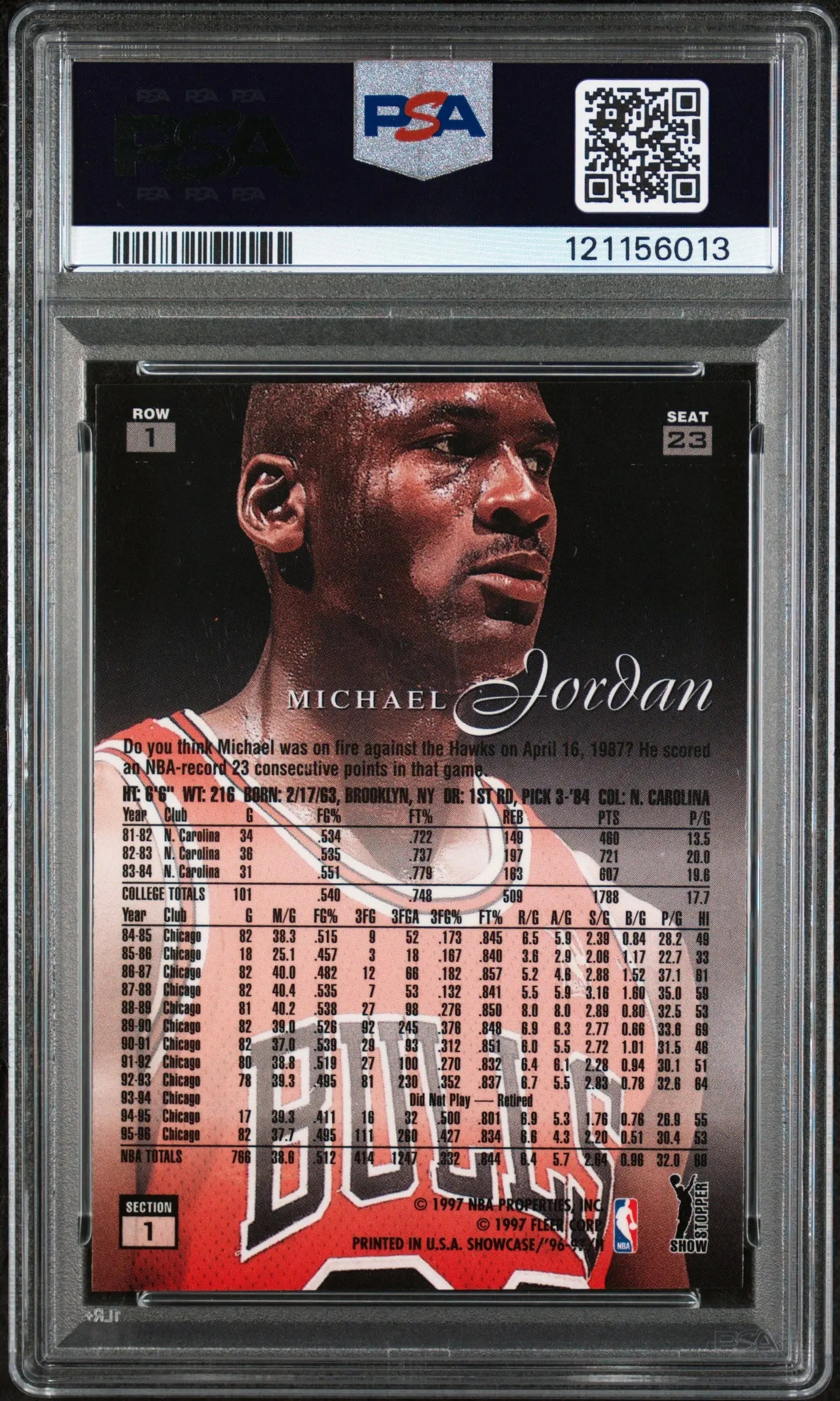 1996 Flair Showcase Michael Jordan  Row 1 PSA 7 